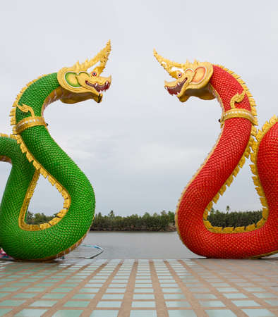 naga models at Samarnrattanaram templeの写真素材