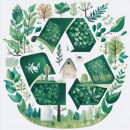 Recycling symbol. Eco friendly concept. Watercolor illustration.の素材