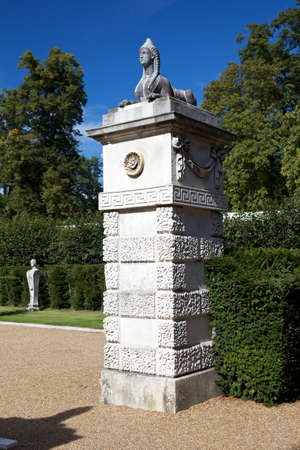 Sphinx on the gate piers at Chiswick House and Gardens, London, UK の写真素材