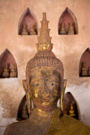 Buddha statue found in the cloister of Wat Si Saket, in Vientiane, Laosのeditorial素材