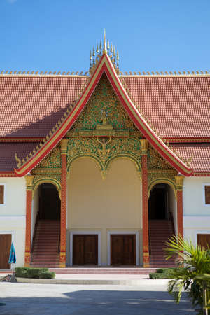 Modern Laotian architecture at Wat Si Saket, Vientiane, Laosの写真素材