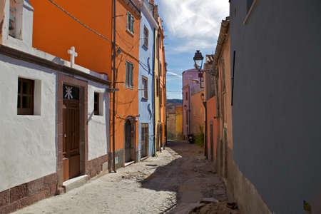 Colourful buildings  Sa Costa , Bosa, Sardinia, Italy の写真素材