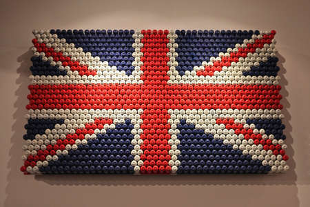 Artwork in Mr Brainwashs first UK solo show at The Old Sorting Office in Londonのeditorial素材