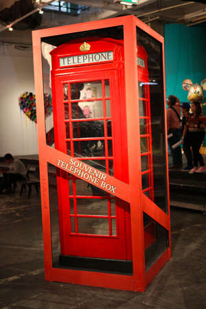 Artwork in Mr Brainwashs first UK solo show at The Old Sorting Office in Londonのeditorial素材