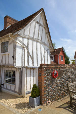 Half-timbered medieval cottage in Lavenham, Suffolk の写真素材