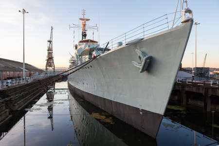 The HMS Cavalier used to serve in the icy arctic but is now on display at The Historic Dockyard Chatham.のeditorial素材