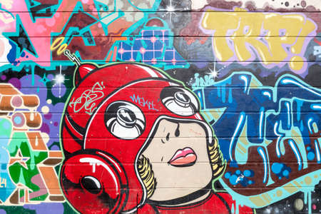 Street art off Brick Lane, Londonのeditorial素材