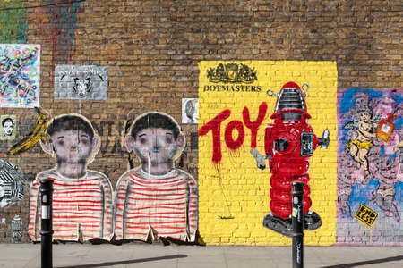 Street art off Brick Lane, Londonのeditorial素材