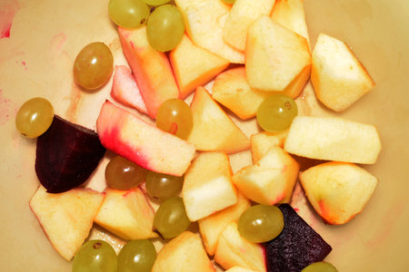 Asian Food Plate. Fruit, Vegetables, Salad Servingの写真素材