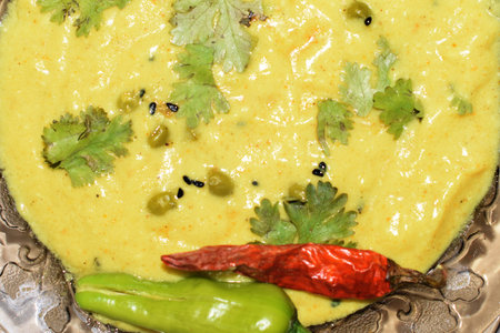 Asian Food Plate. Vegetables, Besan, Pulse, Curry, Main Course Servingの写真素材