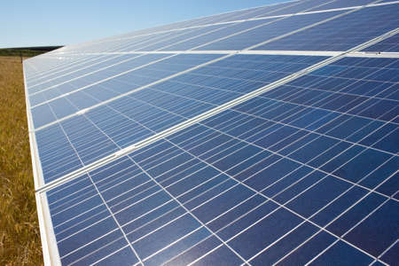 Solar Panel in a field of wheatの写真素材