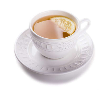 Cup of tea with lemonの写真素材