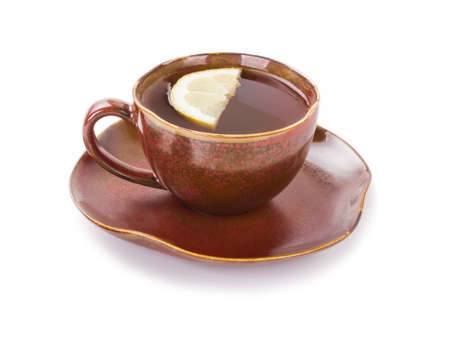 Cup of tea with lemonの写真素材