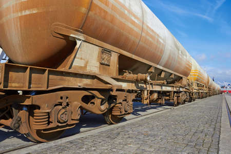 cargo wagons on a rail road の写真素材
