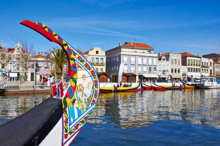 Typical Moliceiro in Vouga river, Portugalのeditorial素材