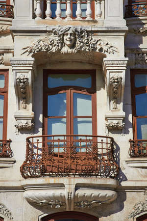 Facade of old style building in Aveiro, Portugal のeditorial素材