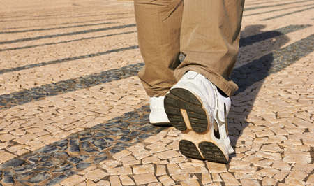 Hiking boot closeup in Porto, Portugalの写真素材