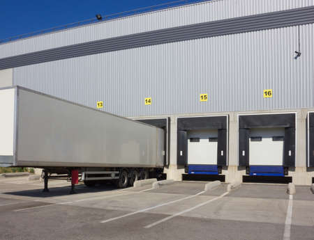 trailer of truck at loadingの写真素材