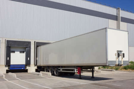 Single truck at loading docksの写真素材