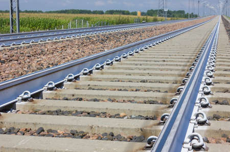 Railroad track vanishing into the distance. の写真素材