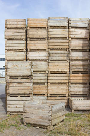 Wooden Crates in a Warehouseの写真素材