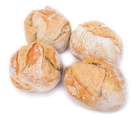 Loafs of brown bread isolated on a white backgroundの写真素材