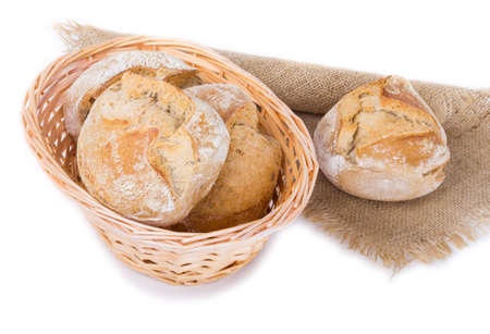 Basket with Bakery Products isolated on white