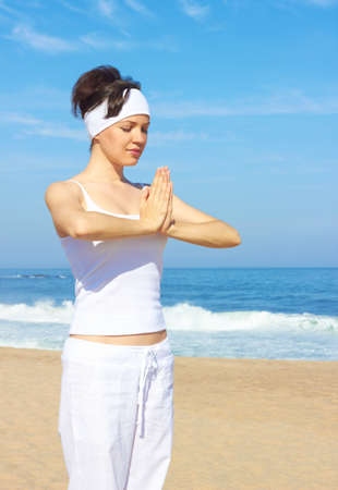 Young woman relax on the beachの写真素材
