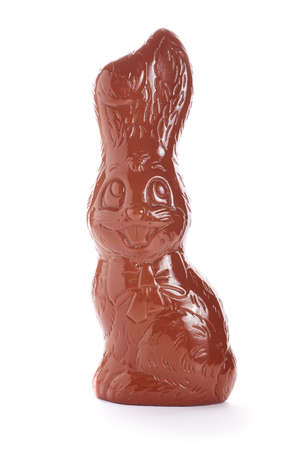 Chocolate Easter Rabbit isolated on white backgroundの写真素材