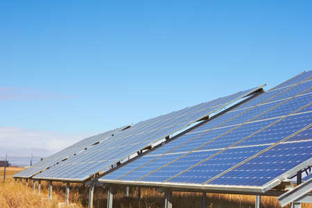 Solar Panel in a fieldの写真素材