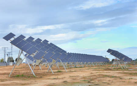 Array of photovoltaic panels of a Solar Power Station の写真素材