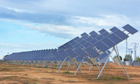 Array of photovoltaic panels of a Solar Power Stationの写真素材