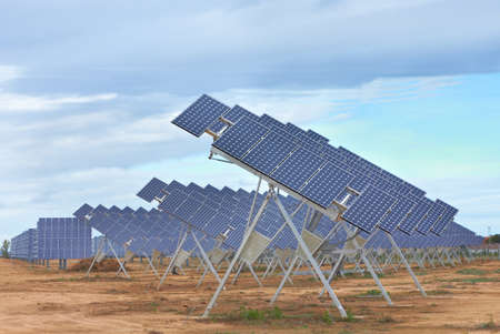 Array of photovoltaic panels of a Solar Power Stationの写真素材