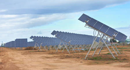 Array of photovoltaic panels of a Solar Power Station 
の写真素材