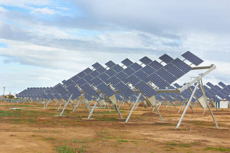 Array of photovoltaic panels of a Solar Power Station の写真素材