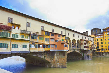 Flornce, Arno River and famous Ponte Vecchioの写真素材