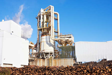 Paper Factory against blue skyの写真素材