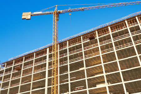 Highrise Construction Site against summer skyの写真素材