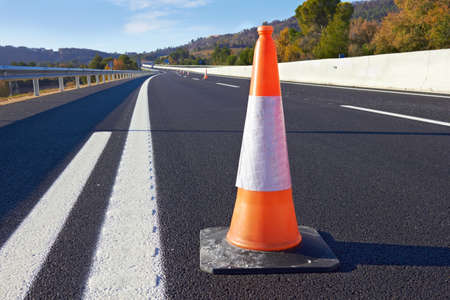 Range of traffic cones for road works on a speedway 