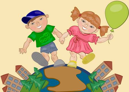 Smiling boy and girlのイラスト素材