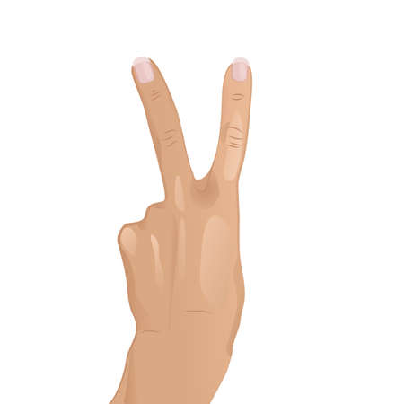 An illustration of hand doing Vのイラスト素材