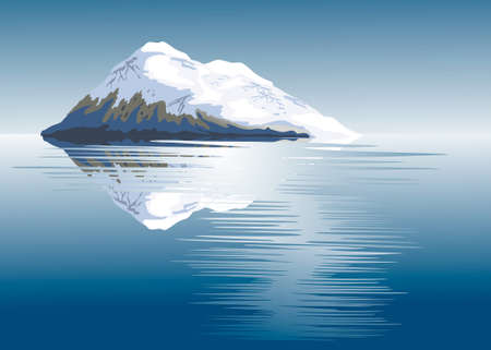 Snow covered mountain range on a lakeのイラスト素材