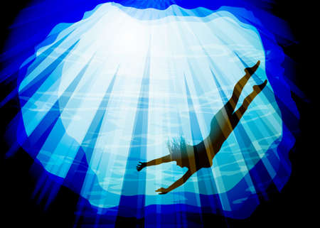 Silhouette Underwaterのイラスト素材