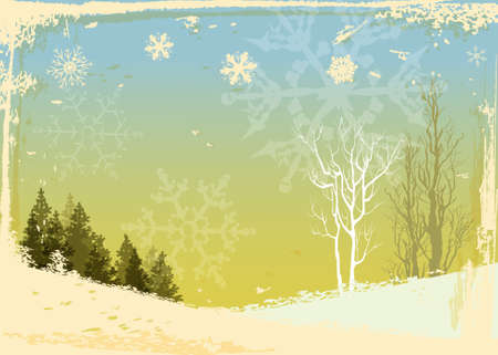 Winter forest grunge backgroundのイラスト素材