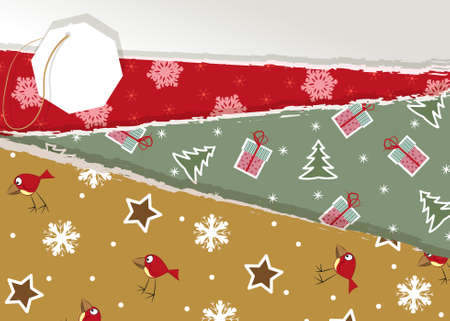 Vintage Christmas torn paperのイラスト素材