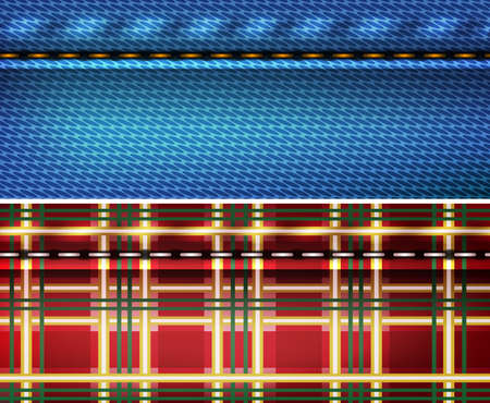 Jeans and Scottish cell texture backgroundのイラスト素材