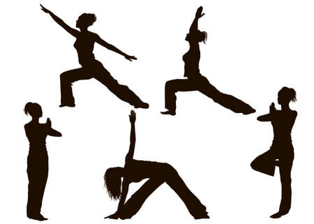 Yoga Poses Silhouettesのイラスト素材