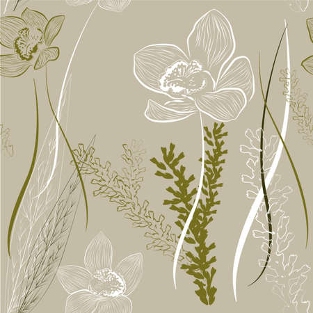 Floral ornament  Seamless interior wallpaperのイラスト素材