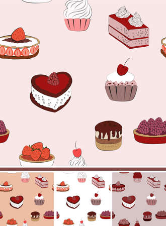 Vector cake seamless  background patternのイラスト素材