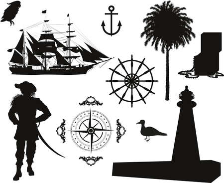 Set of Nautical Pirate picturesのイラスト素材